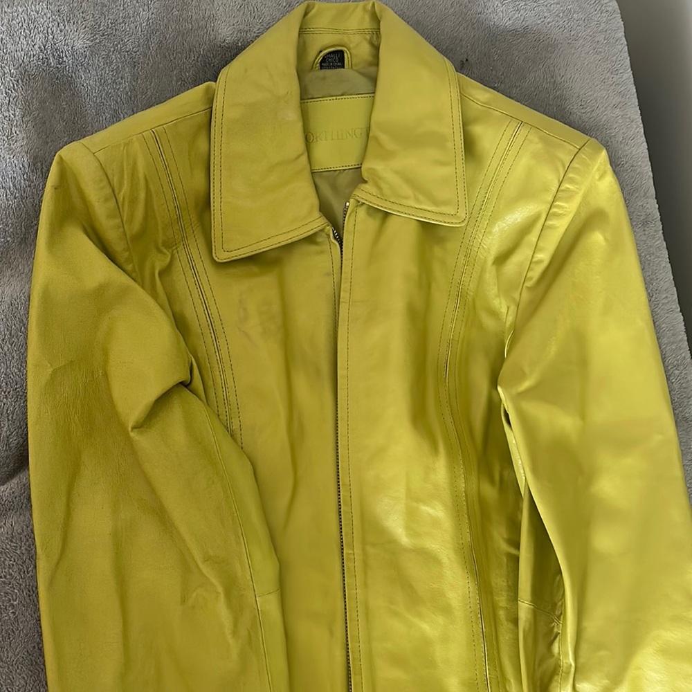 Lime Green leather spring or fall jacket